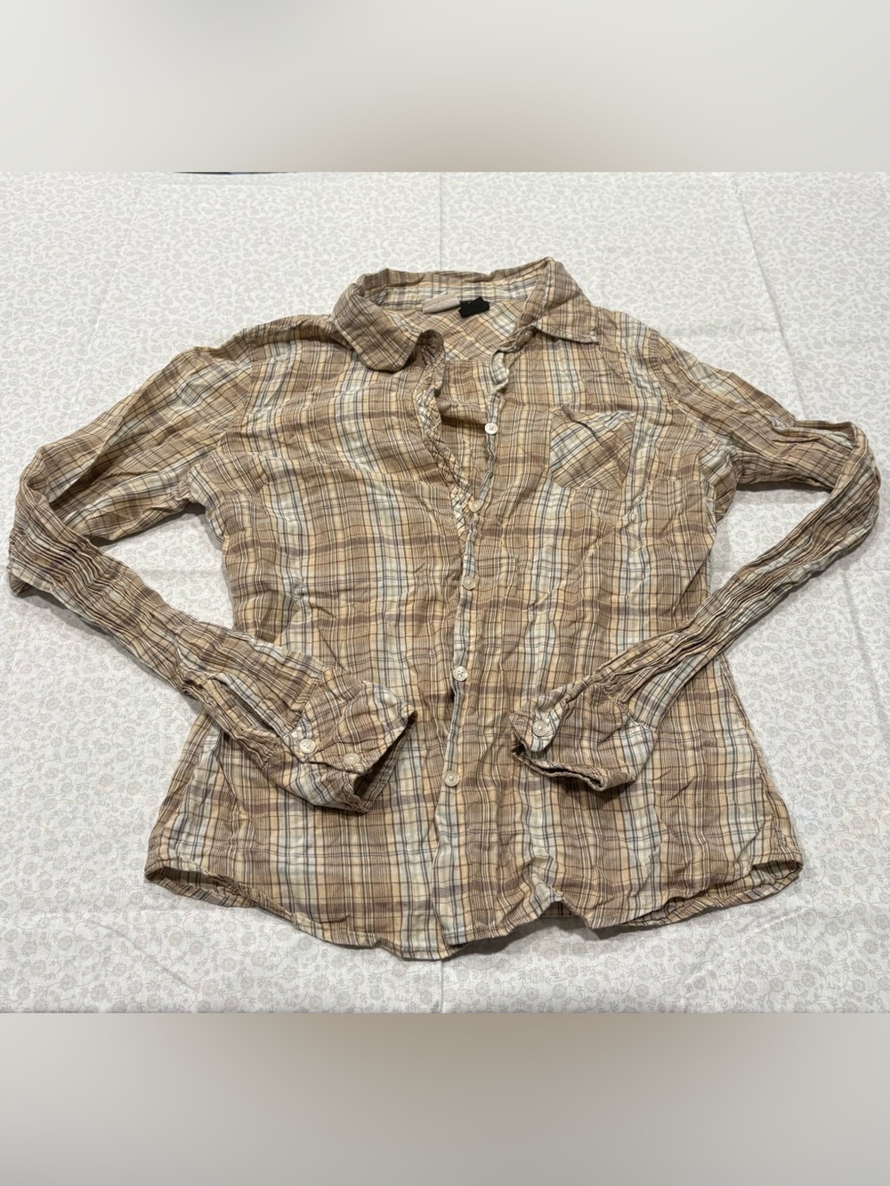 Vintage 90s Arizona Jean Co Plaid Button Up Shirt Medium Brown Grunge Bella Swan